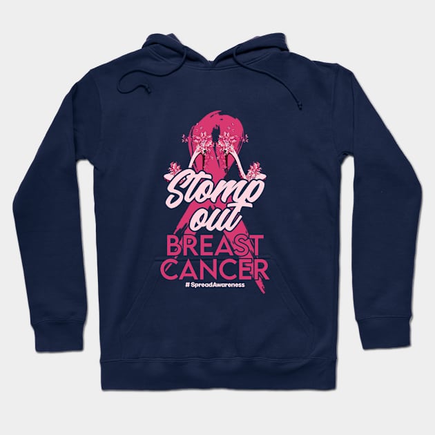 Stomp out cancer. Pink ribbon pun statement Hoodie by SerenityByAlex